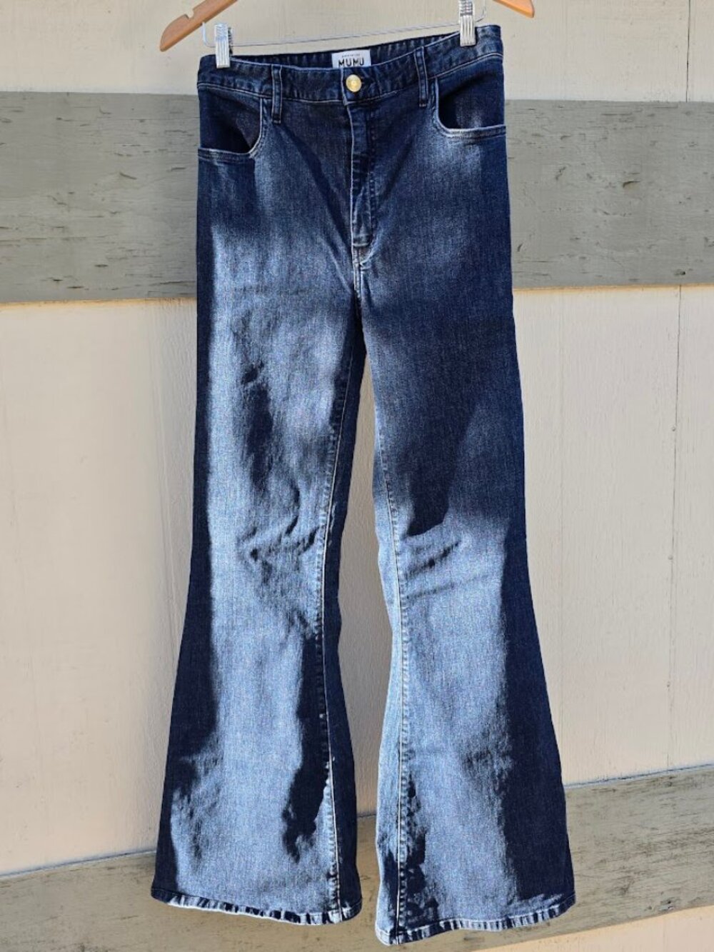 Mumu USA Made Flare Blue Denim Jeans Size 29  - Tall 34" Inseam